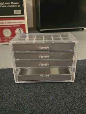 Clear Acrylic 4-Drawer Jewelry and Makeup Organizer - Gray Inserts
